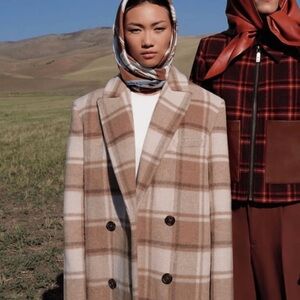 Was Him Unisex The Ludlow plaid coat wheat size XL